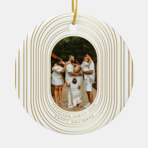 Gold White Custom Foto Family Weihnachten Keramik Ornament