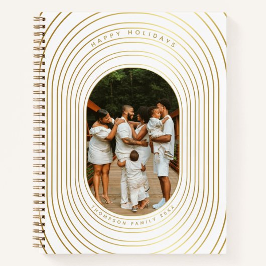 Gold White Custom Foto Family Weihnachten Notizblock (Vorderseite)