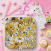 Gold White Daisy Boho Wildblume Pappteller (Party)