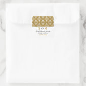 Gold White Damask Danke Monogram Wedding Quadratischer Aufkleber (Tasche)