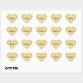 Gold & White Damask Vielen Dank Herzsticker Herz-Aufkleber (Blatt)