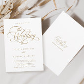 Gold & White Delicate Hochzeit mit elegantem Scrip Einladung