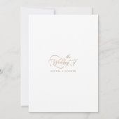 Gold & White Delicate Hochzeit mit elegantem Scrip Einladung (Rückseite)