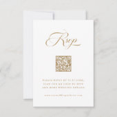 Gold & White Delicate Hochzeit mit elegantem Scrip RSVP Karte (Vorderseite)