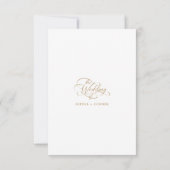 Gold & White Delicate Hochzeit mit elegantem Scrip RSVP Karte (Rückseite)