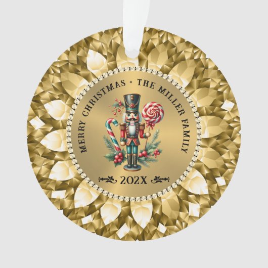 Gold White Diamonds Christmas Nutcracker Ornament (Vorderseite)