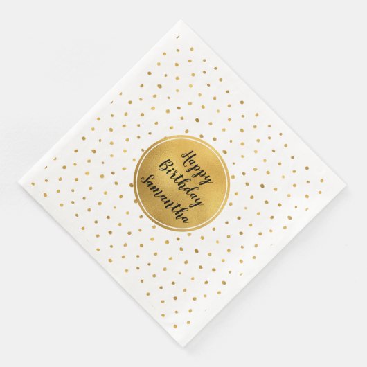 Gold White Dots Geburtstag Serviette (Ecke)