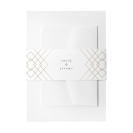 Gold White Elegance Diamond Geo Deko Wedding Einladungsbanderole