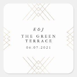 Gold White Elegance Diamond Geo Deko Wedding Quadratischer Aufkleber