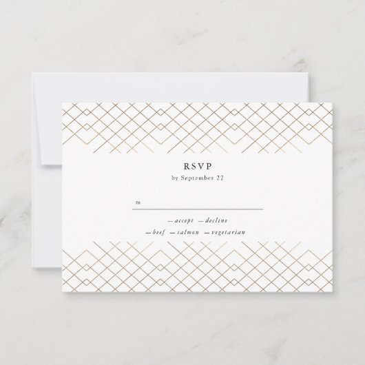 Gold White Elegance Diamond Geo Deko Wedding RSVP Karte (Vorderseite)