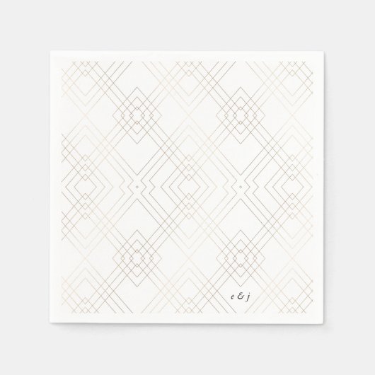 Gold White Elegance Diamond Geo Deko Wedding Serviette (Vorderseite)