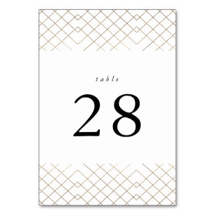 Gold White Elegance Diamond Geo Deko Wedding Tischnummer