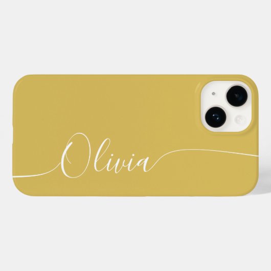 Gold White Elegant Calligraphy Script Name Case-Mate iPhone Hülle (Rückseite (Horizontal))