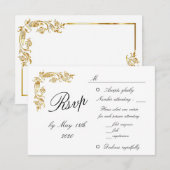 Gold White Elegant Glamour Wedding RSVP Karte (Vorne/Hinten)