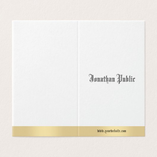 Gold White Elegant Old Style Calligrafy Script Visitenkarten (Außenseite Aufgefaltet)