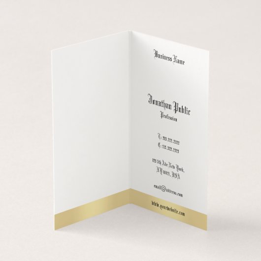 Gold White Elegant Old Style Calligrafy Script Visitenkarten (Innenseite)