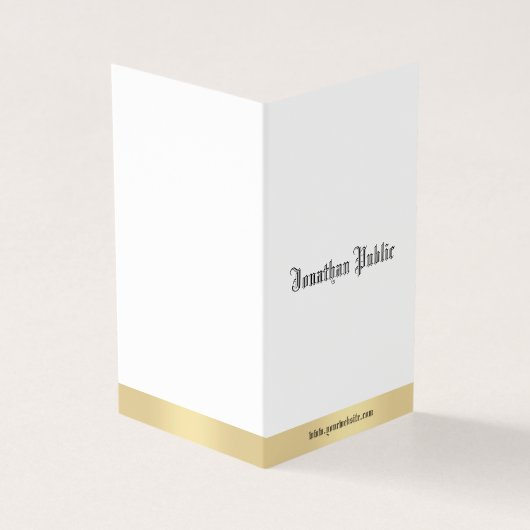Gold White Elegant Old Style Calligrafy Script Visitenkarten (Vorderseite)