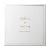 Gold White Elegant Simple Name Wedding Geschenk Ge Fliese (Vorderseite)