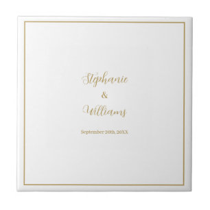 Gold White Elegant Simple Name Wedding Geschenk Ge Fliese