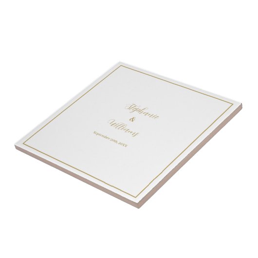 Gold White Elegant Simple Name Wedding Geschenk Ge Fliese (Seite)