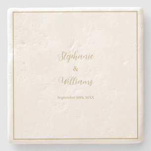 Gold White Elegant Simple Name Wedding Geschenk Ge Steinuntersetzer
