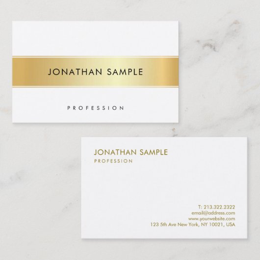 Gold White Elegant Template Moderne, einfach und i Visitenkarte (Vorne/Hinten)