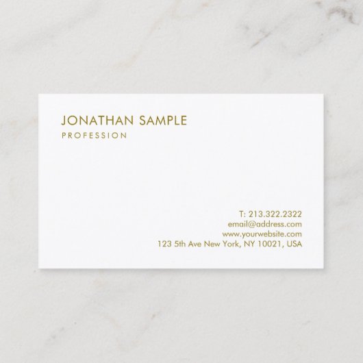 Gold White Elegant Template Moderne, einfach und i Visitenkarte (Rückseite)