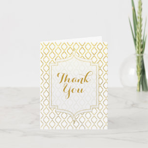 Gold & White Elegante marokkanische Hochzeits-Dank Dankeskarte