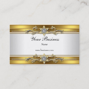 Gold White Elegany Classy Jewel Visitenkarte