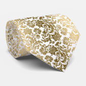 Gold & White Floral Damask 2 Muster Krawatte (Gerollt)