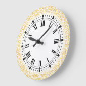 Gold White Floral Damask William Morris Inspiriert Große Wanduhr (Winkel)