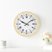 Gold White Floral Damask William Morris Inspiriert Große Wanduhr (Zuhause)