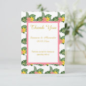 GOLD WHITE FLORAL HAWAIIAN Danke Karte (Stehend Vorderseite)