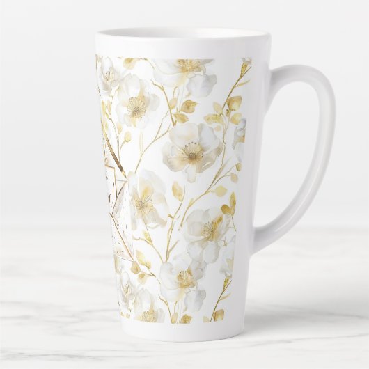 Gold White Floral Mom Christmas Milchtasse (Rechts)