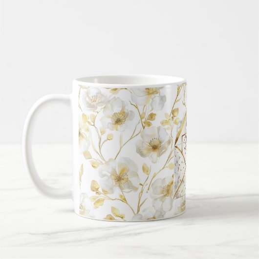 Gold White Floral Mom Kaffeetasse (Links)