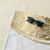 Gold & White Floral Paisley Elephant Strandtuch (Beispiel)
