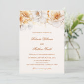 Gold White Flowers Wedding Einladung (Stehend Vorderseite)
