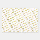 Gold White Frohe Weihnachten glückliche Weihnachts Geschenkpapier Set (Vorderseite)