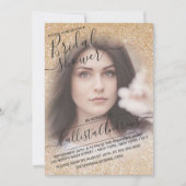 Gold White Funkelnd Glitzer Foto Brautparty Einladung (Vorderseite)