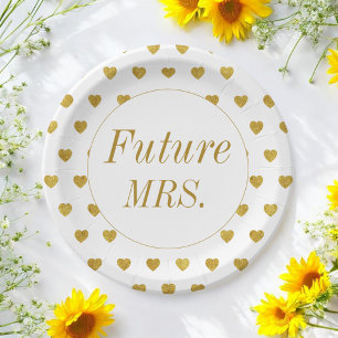 Gold White Future Mrs. Brautparty Pappteller