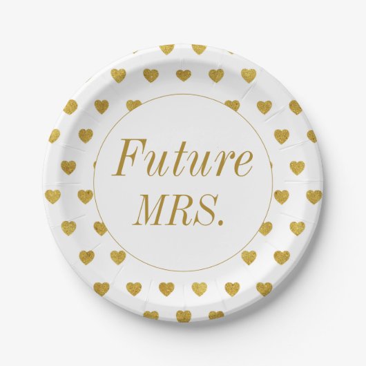 Gold White Future Mrs. Brautparty Pappteller (Vorderseite)