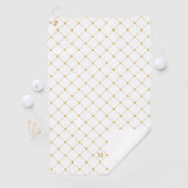 Gold White Geometric Pattern Monogram Golfhandtuch (Insitu)