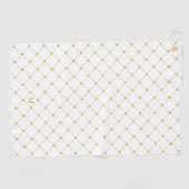 Gold White Geometric Pattern Monogram Golfhandtuch (Horizontal)