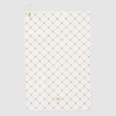 Gold White Geometric Pattern Monogram Golfhandtuch (Vorderseite)