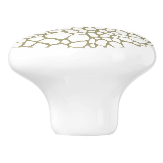 Gold White Giraffe Print Keramikknauf (Seitenansicht)