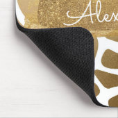 Gold & White Giraffe Print mit Gold Glitzer Mousepad (Ecke)