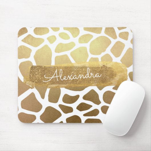 Gold & White Giraffe Print mit Gold Glitzer Mousepad (Mit Mouse)