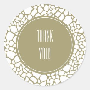 Gold White Giraffe Print Runder Aufkleber