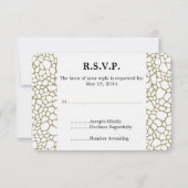 Gold White Giraffe Print Wedding RSVP (Vorderseite)