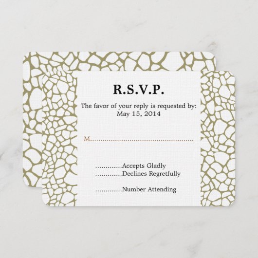 Gold White Giraffe Print Wedding RSVP (Vorne/Hinten)